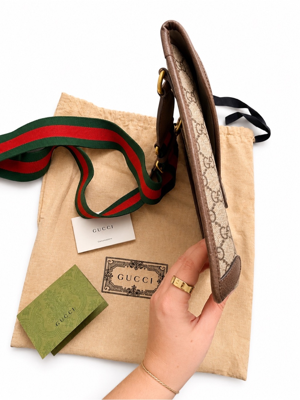 Gucci Neo Vintage GG Supreme Web Flap Messenger Bag Beige New Acero EUC - Picture 5 of 6